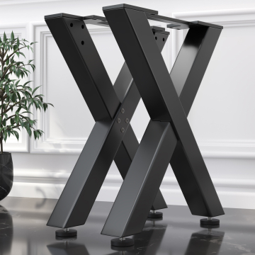 JUANA | X Shaped Table Legs | Black | Feet: 6x6cm | W40xH73cm