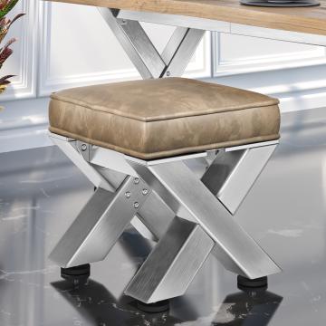 JUANA | Bistro Zitthocker | B:H 40 x 51cm | RVS/ Taupe
