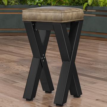 JUANA | Gastro Barstoel | B:H 40 x 81cm | Zwart/ Taupe | Lederen zitting: Taupe | zonder rugleuning