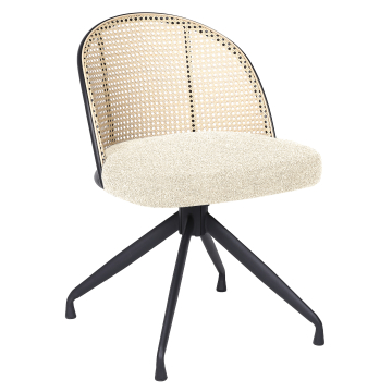 Jules | Bistro Stoel | Beige | Teddystof | Riet Eik | Draaisteun
