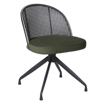 Jules | Bistro Stol | Grøn | Samt | Rattan Sort | Drej