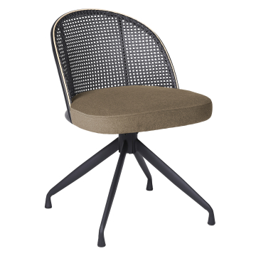 Jules | Sedia da bistrot | Taupe | Velluto | Rattan nero | Girevole