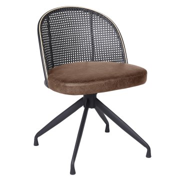 Jules | Bistro-stol | Brun | Läder | Rattan Svart | Swivelfunktion