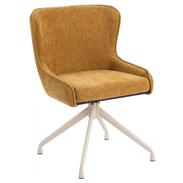 JULIUS | Hotel Stuhl | Textil/Stoff | Honig Braun | Gestell: Weiß | Drehfunktion