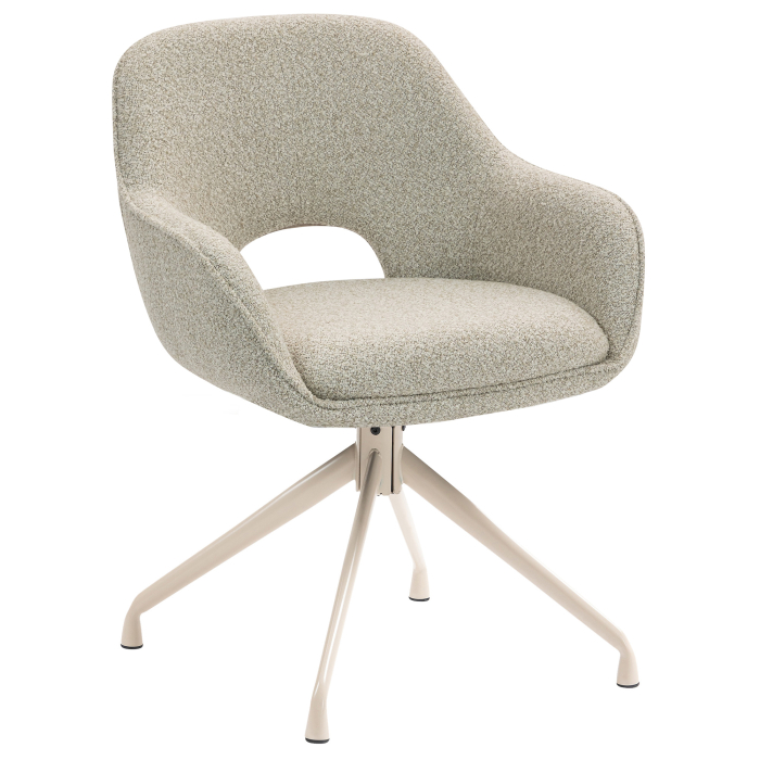 KATARINA | Hotel Chair | Teddy Fabric | Beige | Swivel Base