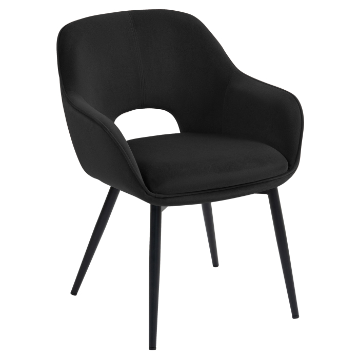 KATARINA | Hotelstol | Sort | Fløjl | Sort stel