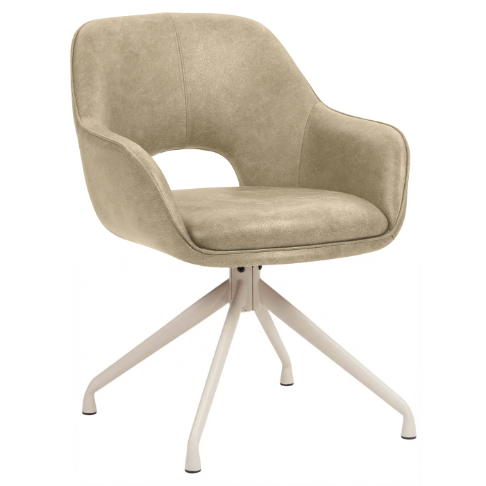 KATARINA | Hotellstol | Läder | Beige | Vridbar bas