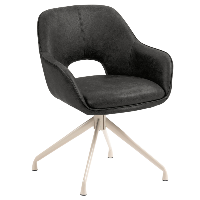 KATARINA | Sedia da hotel | Pelle | Nero | Base girevole
