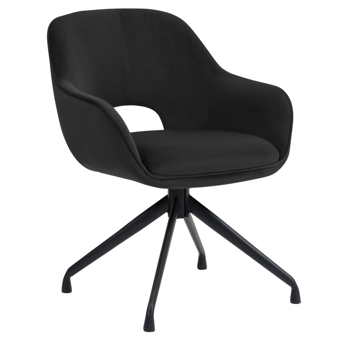 KATARINA | Hotel Chair | Black | Velvet | Swivel Base | Black Frame