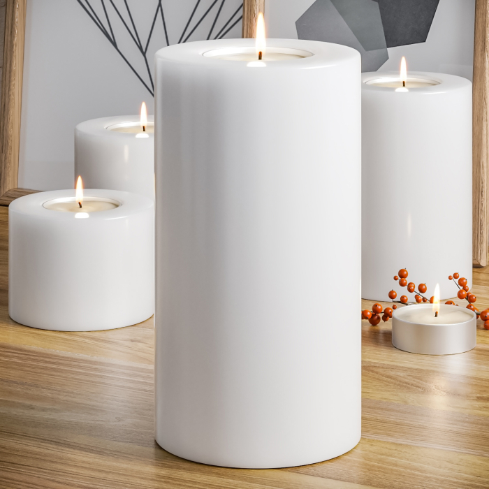 KATE | Porta candele | Crema | Ø5,5xH16cm | Plastica | Rotondo