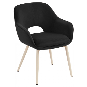 KATARINA | Hotelstol | Sort | Fløjl | Hvidt stel