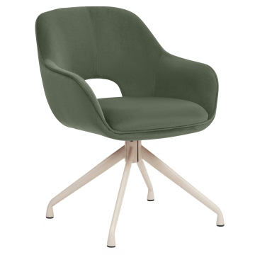 KATARINA | Krzesło hotelowe | Aksamit | Zielony | Obrotowa podstawa