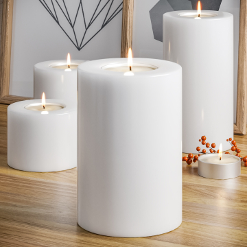 KATE | Candle holder | Cream | Ø5.5xH12cm | Plastic | Round