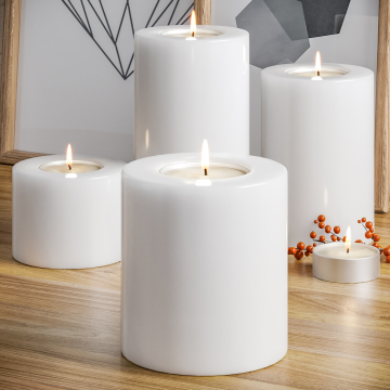 KATE | Candle Holder | Cream | Ø5.5xH20cm | Plastic | Round