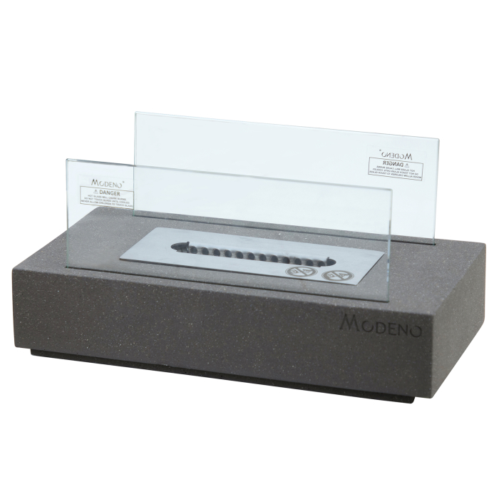 KIRA | Foyer de table à l'éthanol | L x P x H 35 x 18 x 17 cm | Béton | Gris foncé