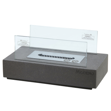 KIRA | Foyer de table à l'éthanol | L x P x H 35 x 18 x 17 cm | Béton | Gris foncé