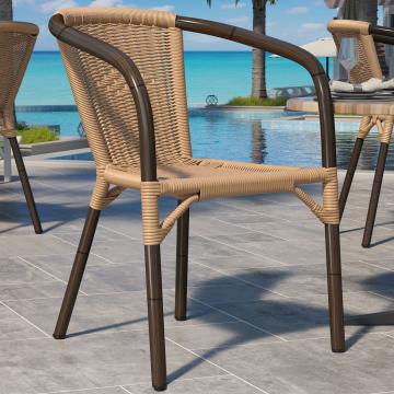 KOS | Bistro Rattanstuhl | Beige | Rattan | Stapelbar