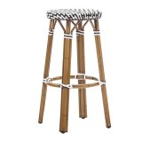 KRETA | Französischer Barhocker | Schwarz & Weiß | Rattan/Bambus | Stapelbar