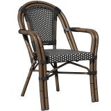 KRETA | Französischer Rattanstuhl | Schwarz & Weiß | Rattan/Bambus | Stapelbar