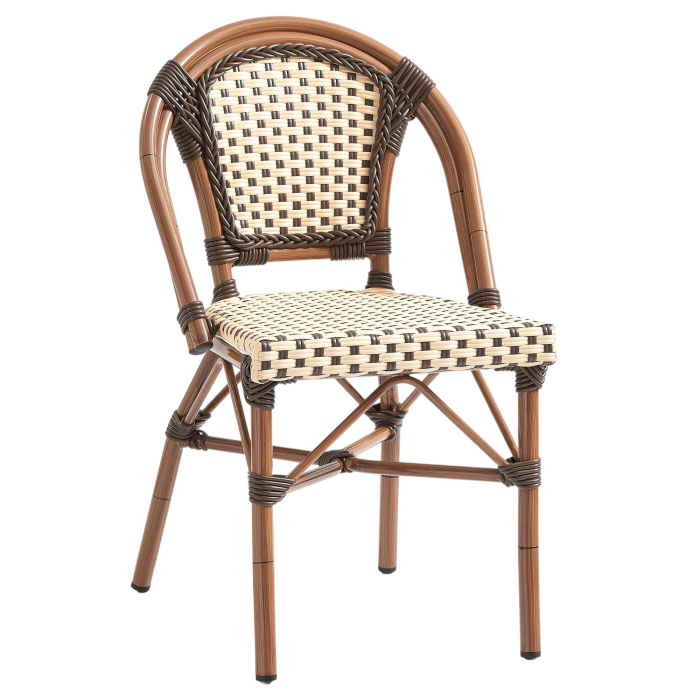 KRETA | Chaise de bistrot en rotin | Noir & Blanc | Rotin/bambou | Empilable