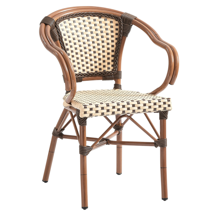 KRETA | Franse Rotan Stoel | Zwart & Wit | Rattan/Bamboe | Stapelbaar