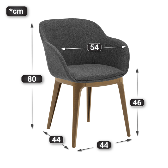 EMILIA | Sedia da bistrot | tessuto | antracite EMILIA | Sedia da bistrot | tessuto | antracite
