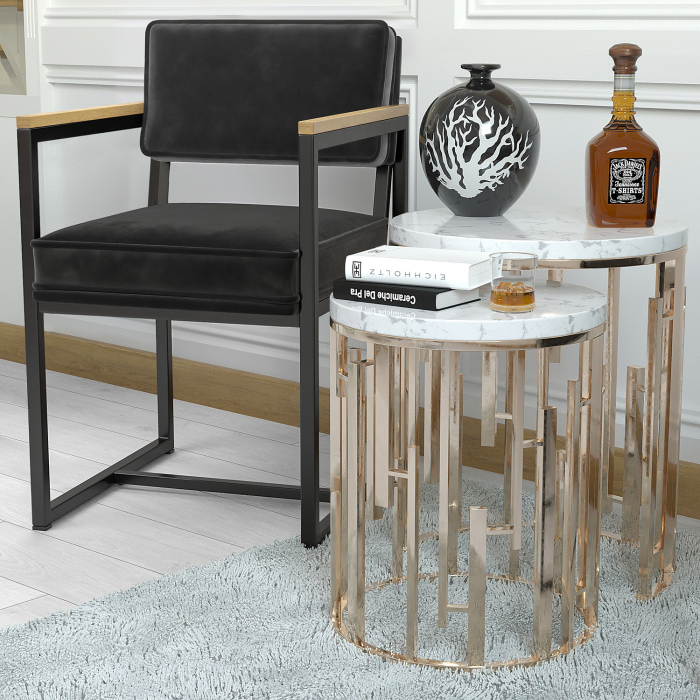 KYLA | Fauteuil Met Metalen Frame | Fluweel | Zwart