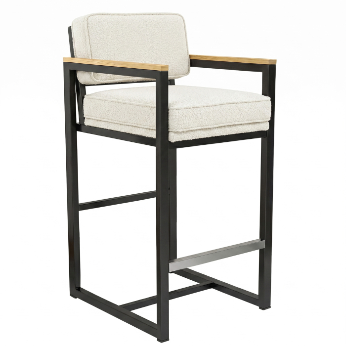 KYLA | Tabouret de bar pour la restauration | Tissu teddy | Crème