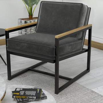 KYLA | Fauteuil Met Metalen Frame | Fluweel | Grijs