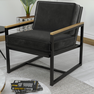 KYLA | Fauteuil Met Metalen Frame | Fluweel | Zwart