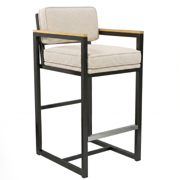 KYLA | Gastro Barhocker | Teddystoff | Beige | mit Lehne