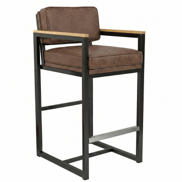 KYLA | Gastro Barhocker | Leder | Braun | mit Lehne