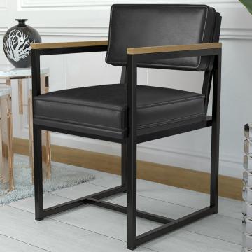 KYLA | Fauteuil Met Metalen Frame | Leer | Zwart