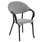 LAGOS | Bistro Rattanstoel | Zwart/Wit | Kunststof | Stapelbaar