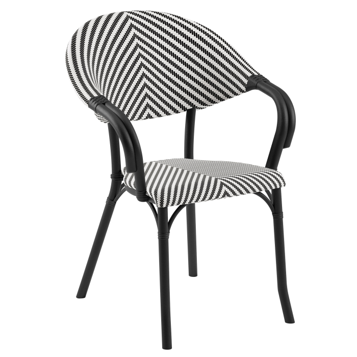 LAGOS | Bistro Rattanstuhl | Schwarz/Weiß | Kunststoff | Stapelbar