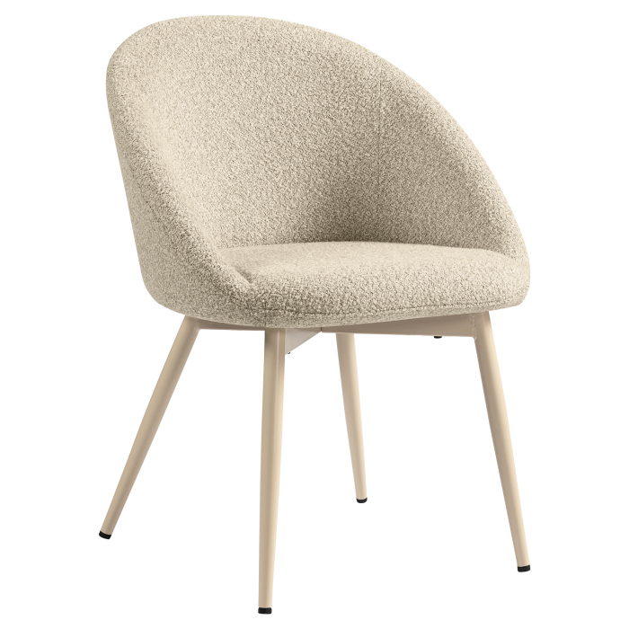 Lauren | Hotel Stuhl | Beige | Teddystoff | Gestell Weiß