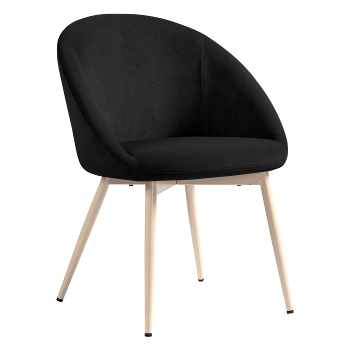 Lauren | Sedia da hotel | Nero | Velluto | Struttura bianca