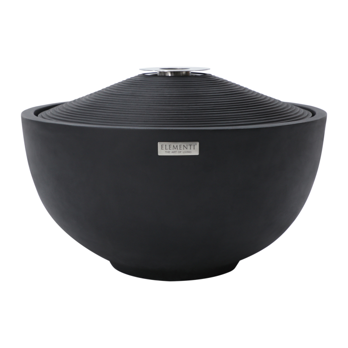 LAVA | Terrassen Brunnen mit Feuerstelle | Ø:H 68 x 45 cm | Beton | Schwarz