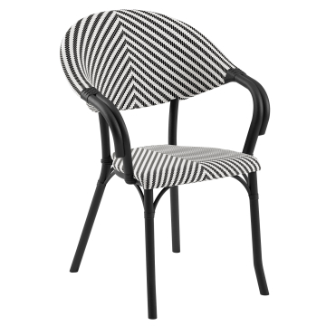 LAGOS | Bistro rattan chair | black/white | plastic | stackable