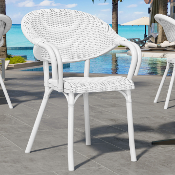 LAGOS | Caféstol i rattan | Hvid | Plast | Stabelbar