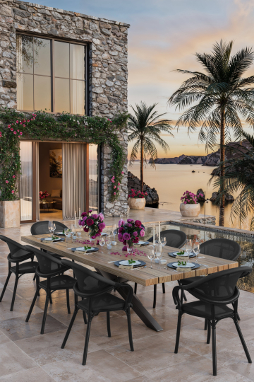 LAGOS | Chaise bistrot en textilène | Noir | Empilable