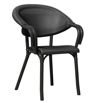 LAGOS | Sedia bistrot textilene | Nero | Impilabile
