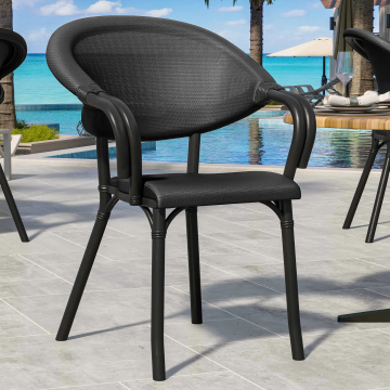 LAGOS | Silla textilene bistro | Negro | Apilable