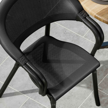 LAGOS | Textilene Cafe Chair | Black | Stackable | Stackable