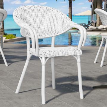 LAGOS | Bistro Rotan Stoel | Wit | Plastic | Stapelbaar