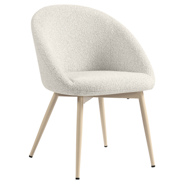 Lauren | Hotel Stuhl | Creme | Teddystoff | Gestell Weiß