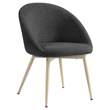 Lauren | Hotel Stuhl | Dunkel Grau | Teddystoff | Gestell Weiß