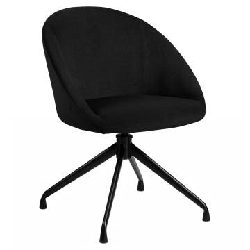 Lauren | Silla de hotel | Negra | Terciopelo | Base giratoria | Estructura negra
