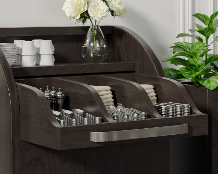 LEA | Besteckschrank | B110cm x H105 | Wenge-Schwarz | 1xTür + 4xBöden | Soft-Close