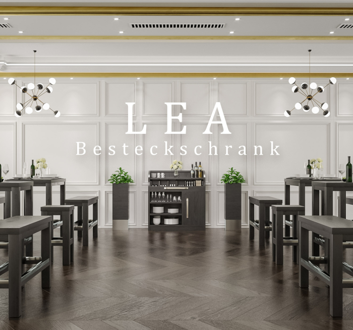 LEA | Besteckschrank | B110cm x H105 | Wenge-Schwarz | 1xTür + 4xBöden | Soft-Close